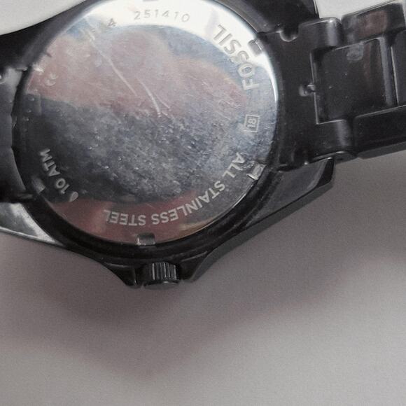 Fossil Womens Watch Black Dial Crystal Bezel Black Stainless Bracelet Quartz main image 8